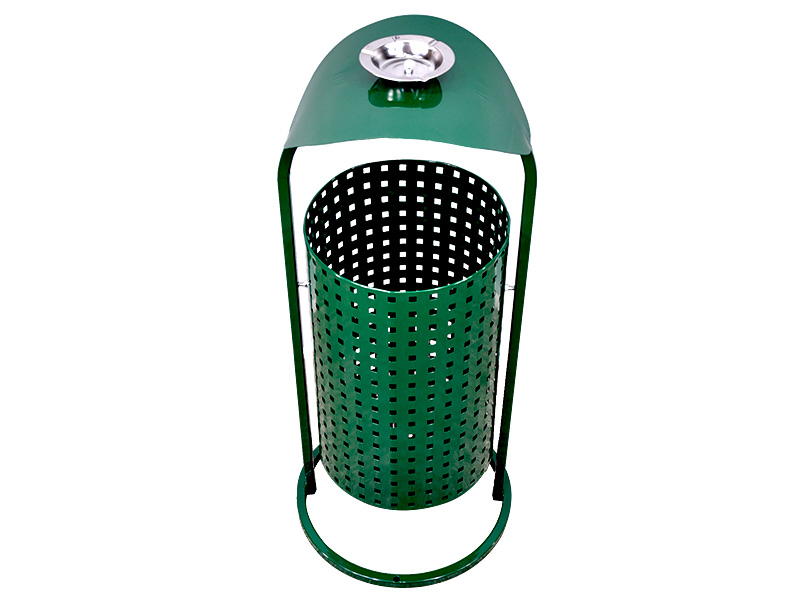 Урна сміттєва металева з дахом та попільницею 380х300х900мм Зелений КОМПРЕД OL514